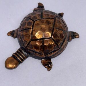 Vintage Bronze Mini Turtle Tortoise Lapel Pin Brooch 1.5”